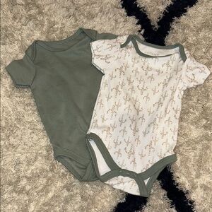 chick pea Olive and White Cactus Bodysuits